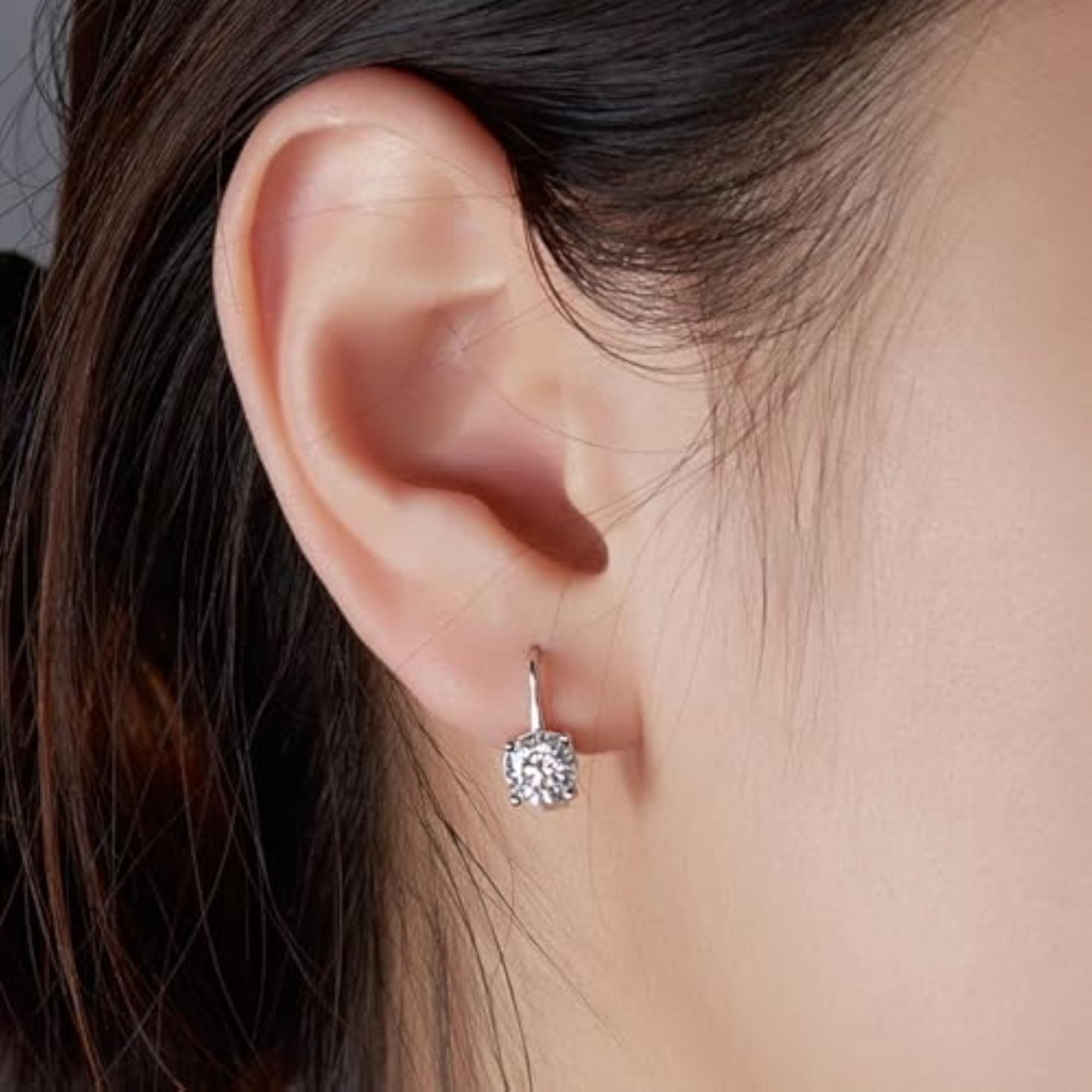 Women's Silver Plated Solitaire Drop Earrings, Crystal Studs